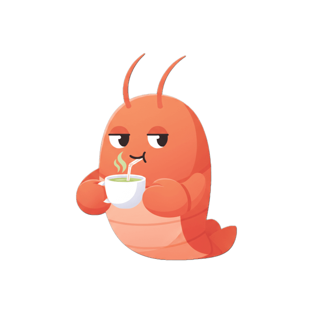 Agent Tea mascot — lobster sipping tea